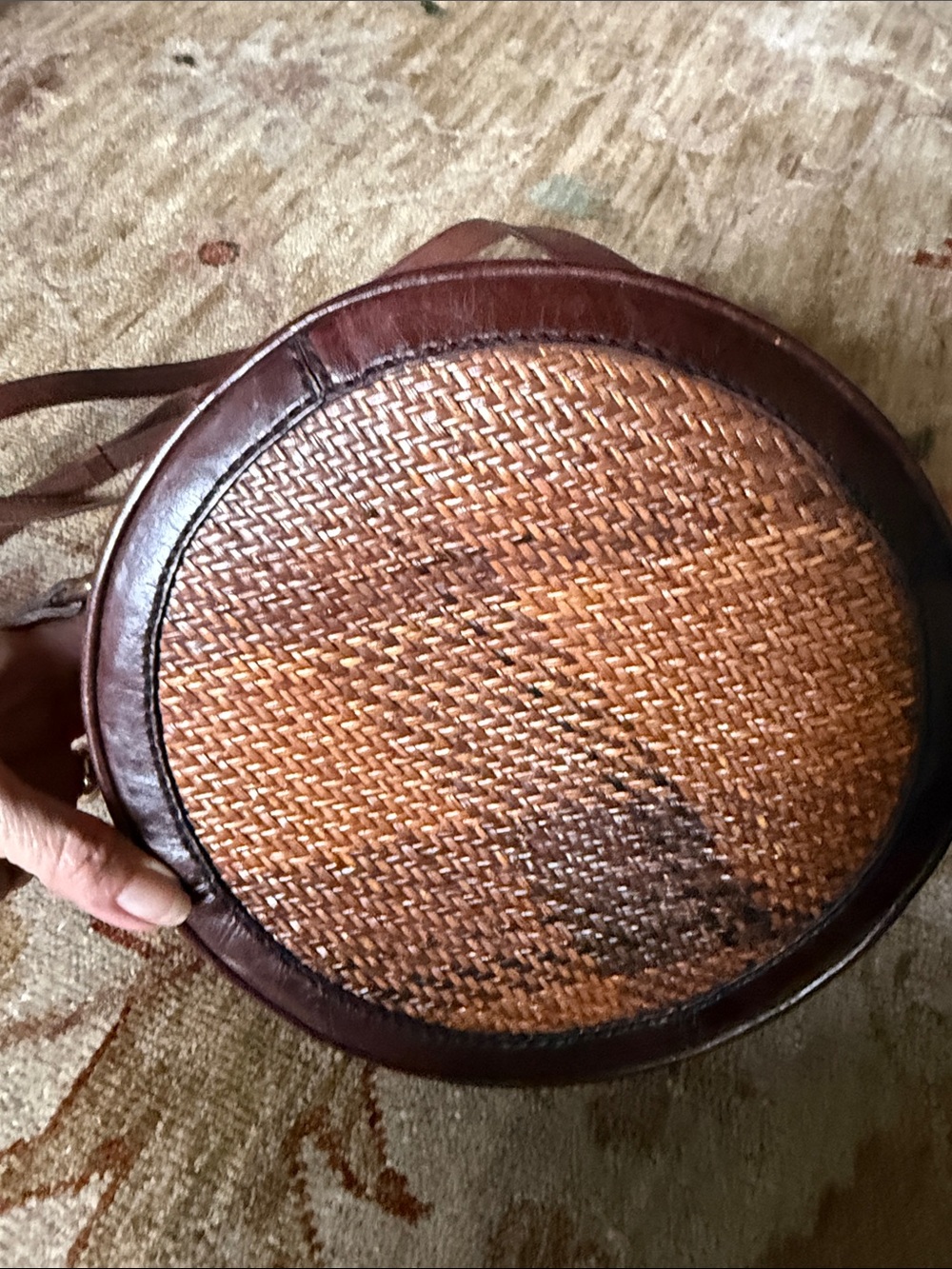 Source Unknown Brown Woven Round Crossbody Bag